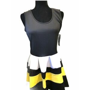 Darian Women's Black Colorblock Skater‎ Dress Keyhole Back Size L  Stripes